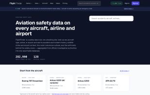 Home: search accidents, aircraft, airlines and airports from one field.