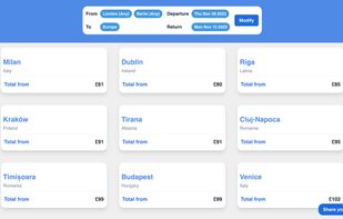 Destinations results