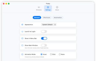 Customize floating window behavior with simple settings.
