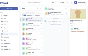 Messages: buyer conversations with suggested replies and translation.