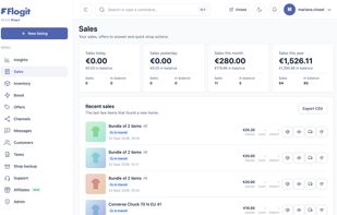 Sales: every order with its status, buyer and amount.