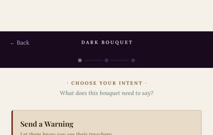Dark Bouquet where you can send your intent to someone with the language of the flower
