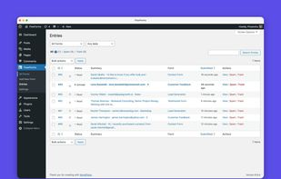 The entries manager - view and manage all submissions
