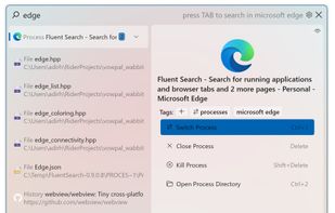 Fluent Search main window - shows open applications