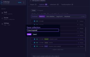 Save webhooks to a collection
