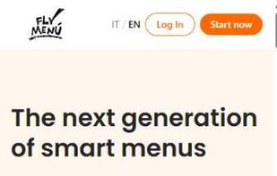 FlyMenu homepage — the interface follows the visitor's browser language, or can be switched with the IT / EN selector.