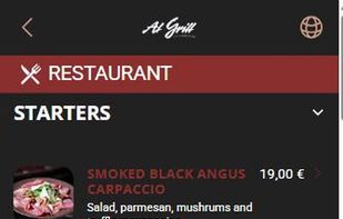 Tapping a dish reveals the EU allergens it contains, labelled in the guest's language.