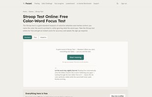 Each task has its own page with the procedure, playing tips and difficulty tiers — here Standard, Fast and Adaptive, where the adaptive tier moves a response deadline to your own threshold instead of stepping through fixed levels.