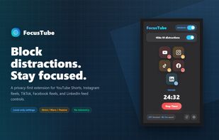 FocusTube blocks distracting content while keeping useful parts of supported websites accessible.