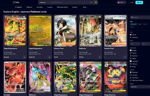Browse and filter cards by set, rarity and price, across multiple languages.
