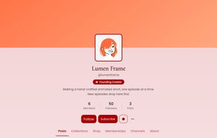A creator page with memberships, posts, and community channels