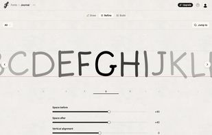 Refine mode allows users to perfect their font by adjusting spacing and alignment