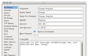 "The Font Info window is ubiquitous in font editors, and FontForge closely follows the OpenType Specification. It may appear cryptic at first, but using it can help you become more familiar with the OpenType format, and, in turn, reading about the OpenType format makes the dialog more approachable." <http://designwithfontforge.com/en-US/Font_Info_&_Metadata.html>