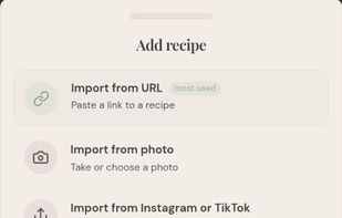 Add recipes from any website, photo, or Instagram, no manual typing required