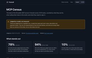 The MCP Census: what the tools of public MCP servers are for, what calling them does, and how they authenticate.