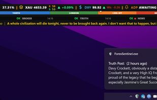view: with Heartbeat panel extended, a Truth notification popping up