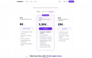 ForgeBio.io transparent pricing plans including Starter, Creator, and Agency
