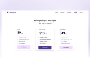 Pricing page