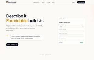 Homepage of formidable