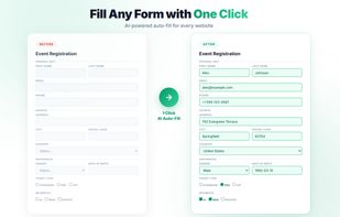 Fill any web form with one click — AI auto-detects every field.