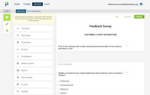 Build forms using WYSIWYG form editor