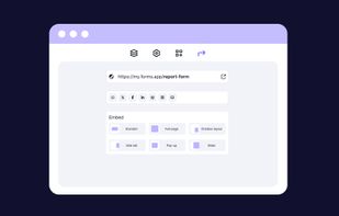 The share settings for a form on forms.app, form builder app