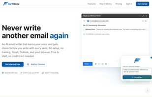 ForthWrite in action on the landing page