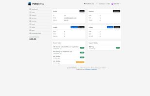 The client area dashboard