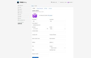 The client's profile management screen