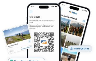 Easy sharing of photos using a link or QR code for an online album