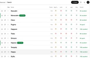 Live availability check of name ideas on App Store, Google Play and domains