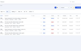 New ticket queue with fresh unassigned client requests.