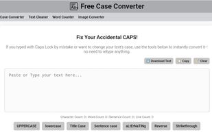 Free Case Converter instantly changes your text into uppercase, lowercase, title case, sentence case, and more. Fast, easy, and free online tool to format your writing.