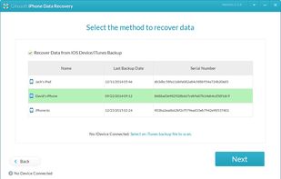 Select a iTunes Backup File to Recover