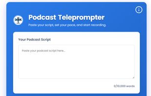 Podcast Teleprompter website 1 — input screen