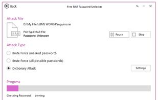 Free Rar Password Unlocker screenshot 1