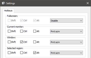 Hotkey settings screen