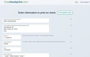 Provide information to print on check