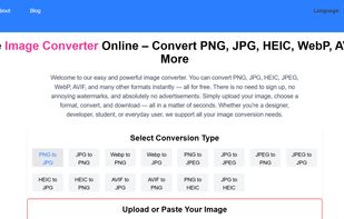 home page of the website