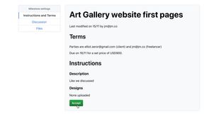 Interlocutor is then invited to sign up and accept the milestone.