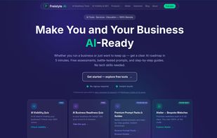 Freistyle AI homepage. The full GEO platform for SMBs — free AI assessment tools, detailed PDF reports, industry-specific prompt packs, the Complete GEO Readiness Guide, and the Atelier bespoke website service. One path from self-assessment to full implementation.
