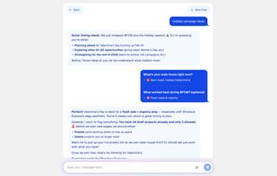 Chat to Fudge to brainstorm any campaign, page idea, or site improvement.