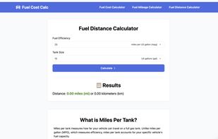 Fuel distance (tank range) calculator