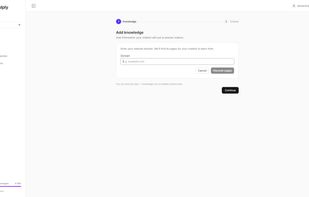 Setup: enter your website domain and Fulply automatically imports your pages as the chatbot's knowledge.