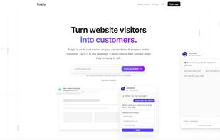 The Fulply chat widget open on the website, ready to answer visitor questions.