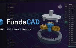 preview, branded with fundacad branding and a planetary gear besides it