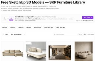 Free library of 15,000+ SketchUp (SKP) furniture models