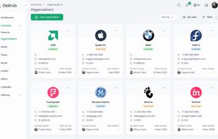 Gain.io’s Organization Card View gives sales teams a clear snapshot of every account including lead status, revenue, contact owner, and upcoming activities all in one simple, visual layout for faster prioritization and smarter follow-ups.