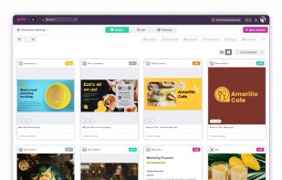 Switch between gallery, calendar, and list view. Gallery view shows you big thumbnail views with all the important info at a glance; use calendar view to plan; and use list view to browse back in time and view content that is not attached to a date.