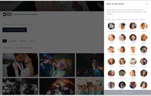 AI face search: pick a face and the gallery filters down to every photo of that person.